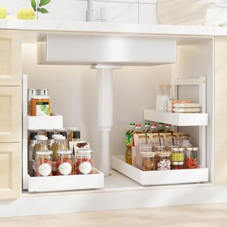 

Bamboo Under Sink Storage 2 Tier Pull Out Cabinet Organizer Slide Out Under Sink Storage Shelf Undersink Organizers Shelves for