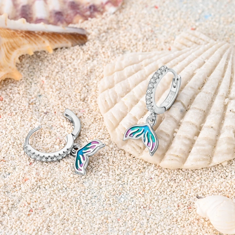 925 Solid Color Hollow Circle Heart Earrings Dopamine Tassel Face Enhancing Small Face Original DIY Jewelry Make Women's Gifts