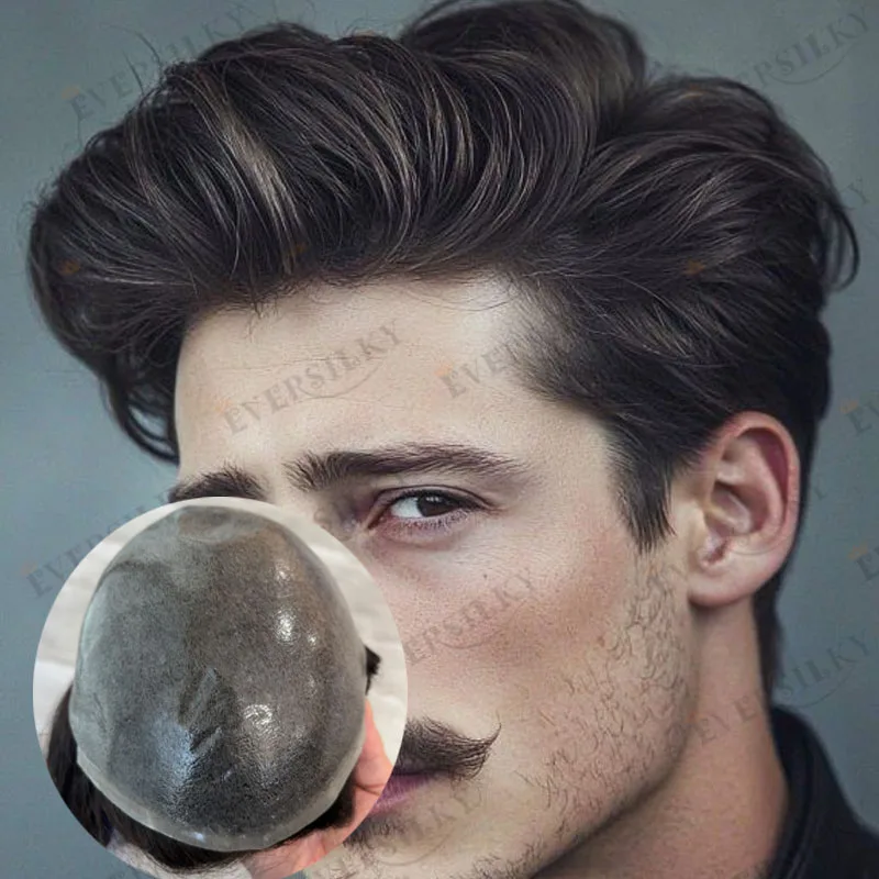 

Мужской парик из 100% натуральных волос, 6 дюймов, 130% плотность, полиуретановая основа, естественная линия роста волос, суперпрочный, система замещения волос для мужчин