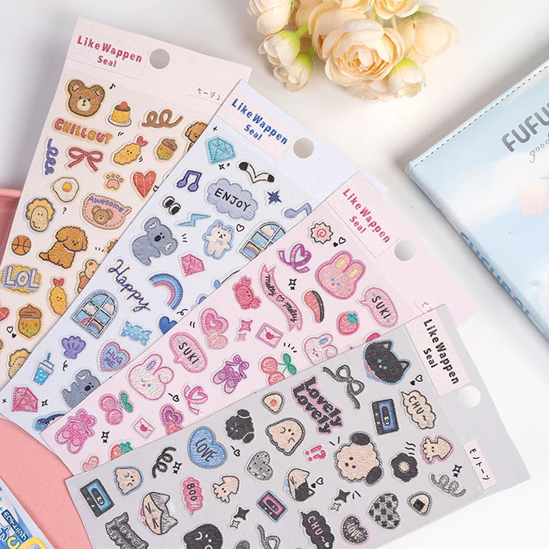 Cartoon Stickers, Cute Small Animal Patterns Featuring Dinosaurs, Rabbits & Puppies, Kids DIY Craft Decorative Sticker Supplies