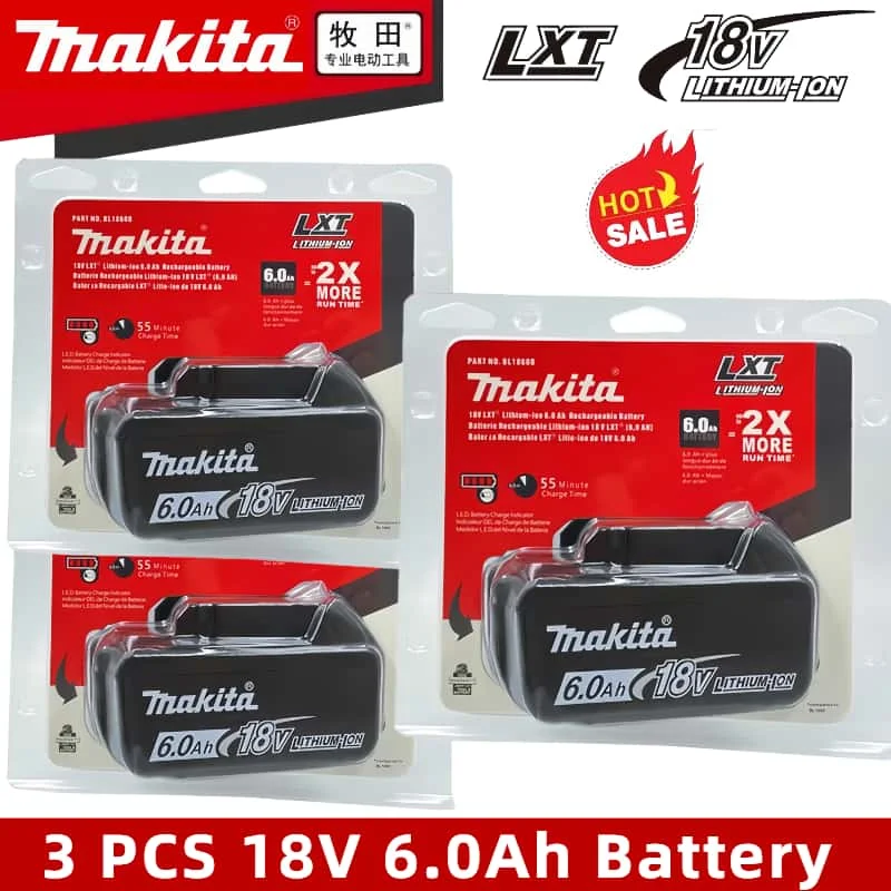 

Original Makita 6.0Ah 18V Battery BL1860B for XGT40 Circular Saw/XRH07 Blower - Heavy Duty power tools battery LED Indicators