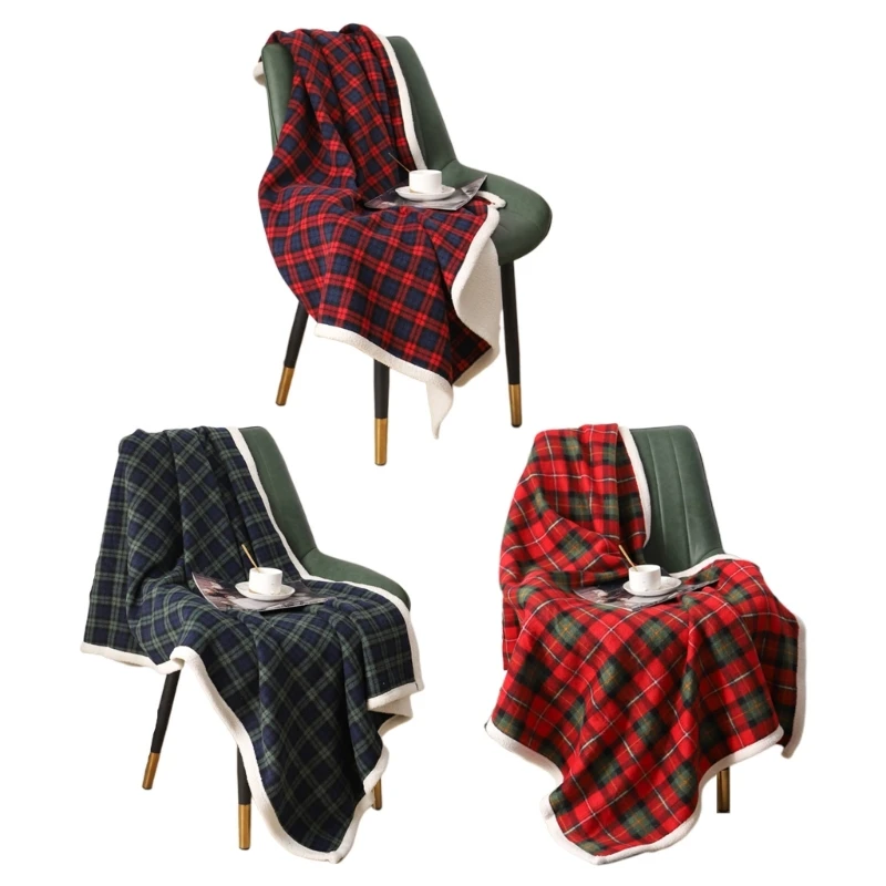 

Thick Thermal Sofa Throw Blanket Scottish Plaid Couch Decorative Blanket Soft Throw Blanket Polyester Material for Sofa