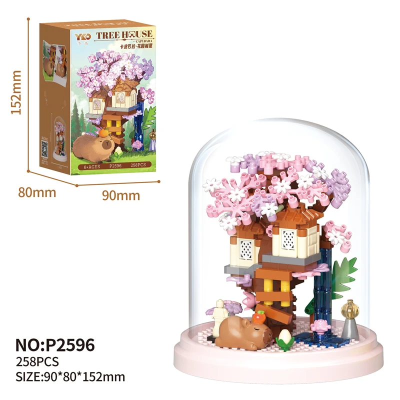 Spaß Capybara Garten Puzzle Montage Bausteine Simulation Sonnenblume Rose Lilie Unsterbliche Blume Ornament Bausteine – Detail 8