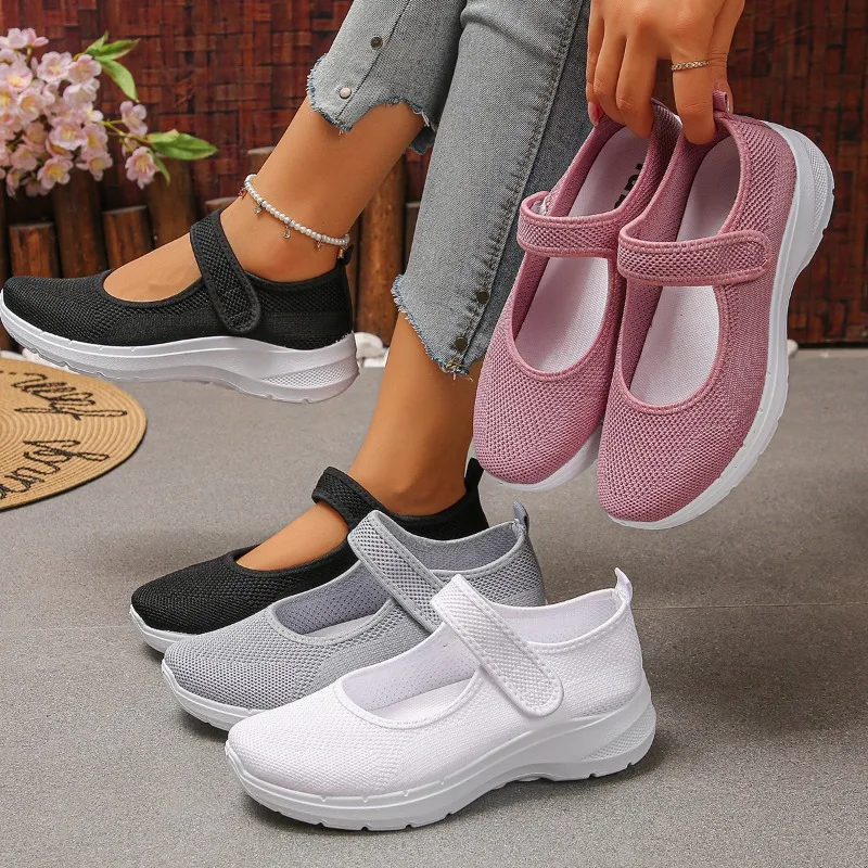 Fashion Knitting Design Solid Women's Sneakers Comfort Lightweight Loafers Casual Breathable Women Shoes Zapatos Para Mujer