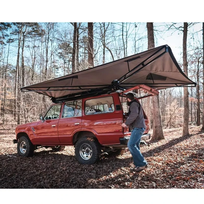 Outdoor 4x4 Awing Car Roof Tent Quick Open Large 270 Degree Roof Side Awning Free Standing for Cars Camp Tent Car Rooftop Tent