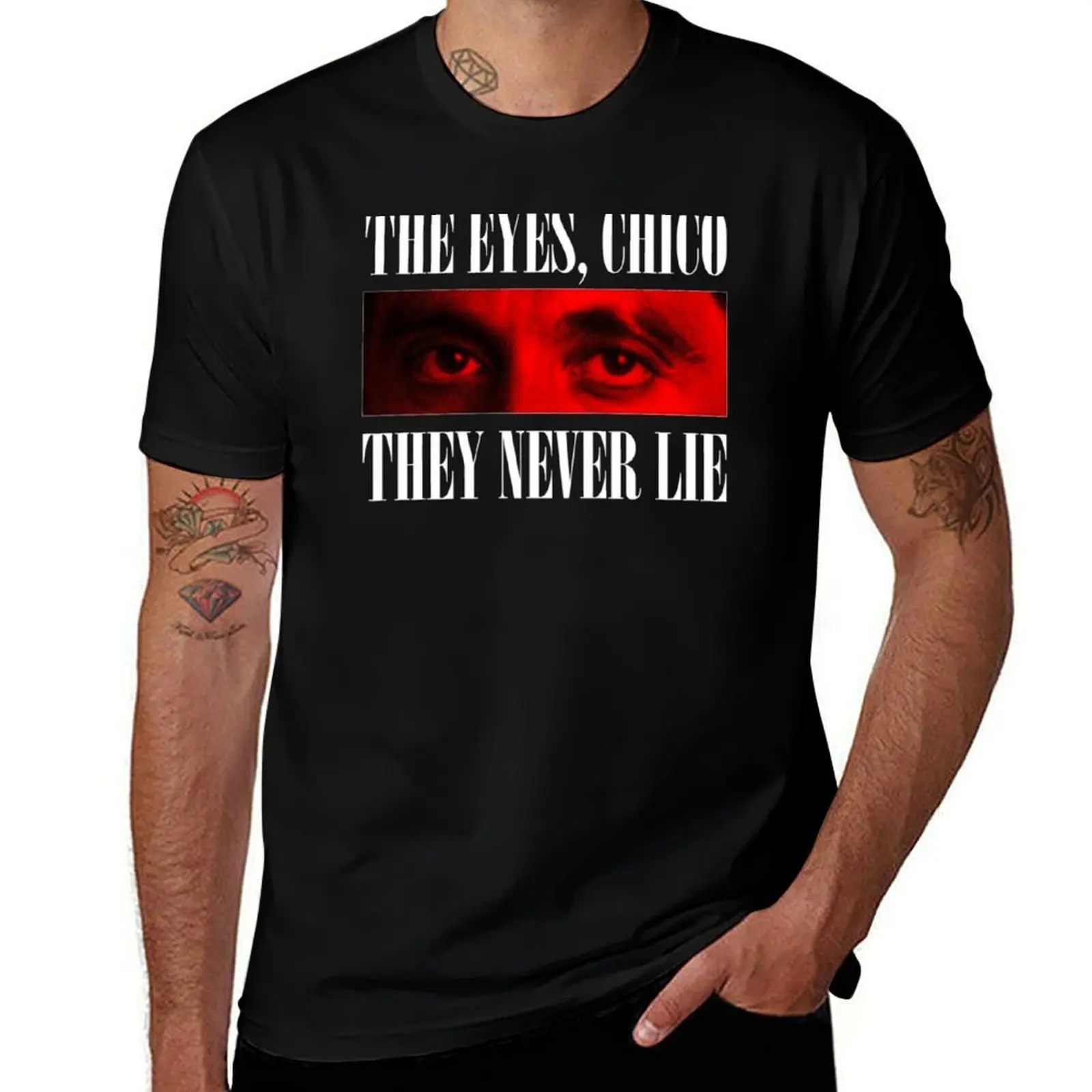 SCARFACE The Eyes Chico They Never Lie T-Shirt Basic Plain Short Sleeve Crew Neck Tee
