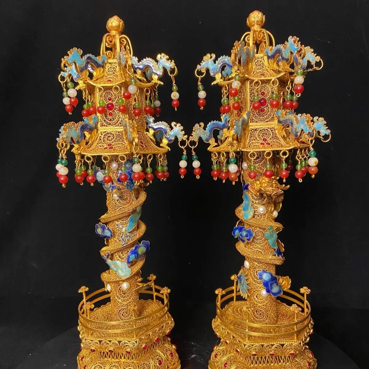 Antique ornament collection gilt stupa collection decoration