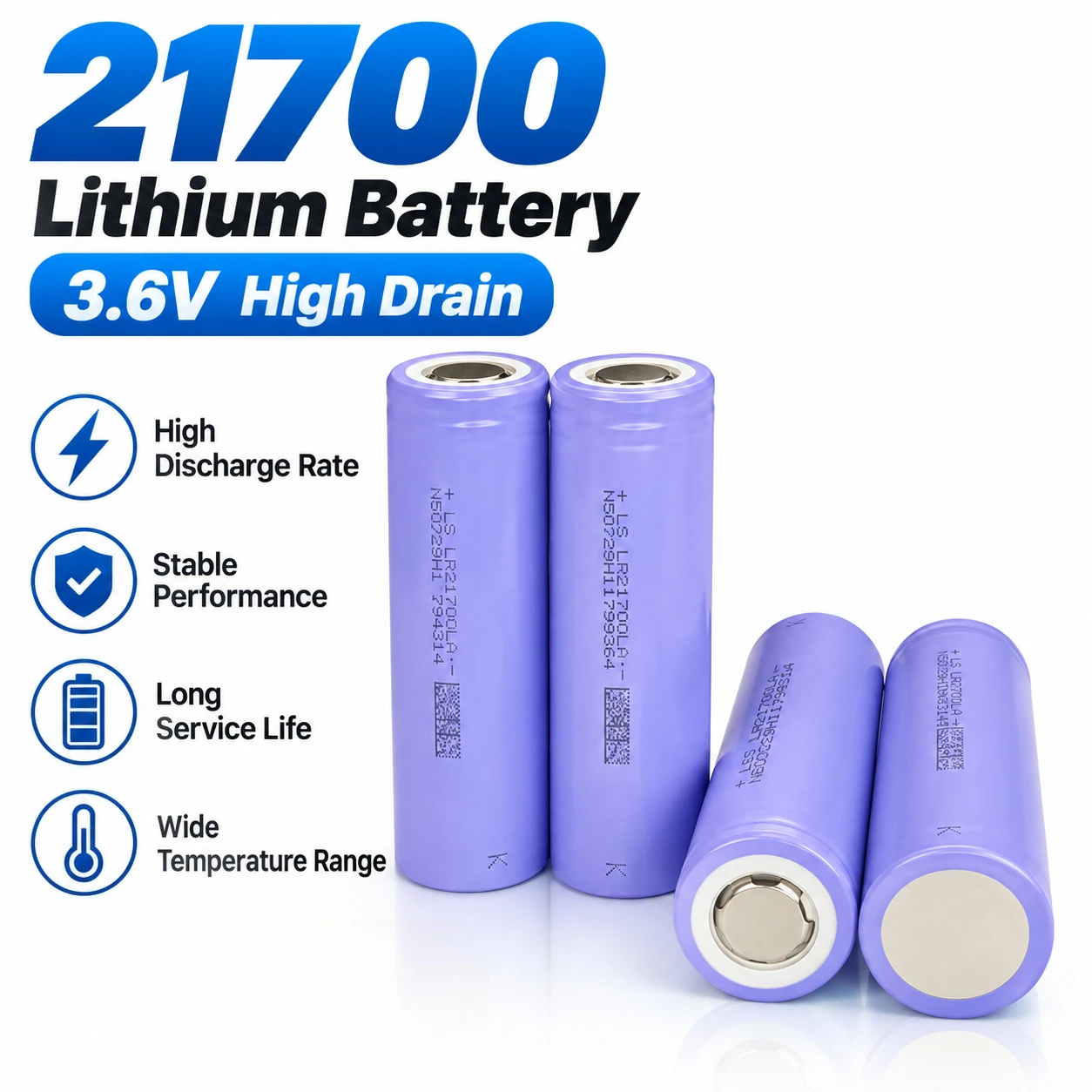 3.6V 21700 4000mAh 10C Rechargeable Lithium Battery High Drain for Power Tools RC Car Flashlight Solar Light Electric scooter