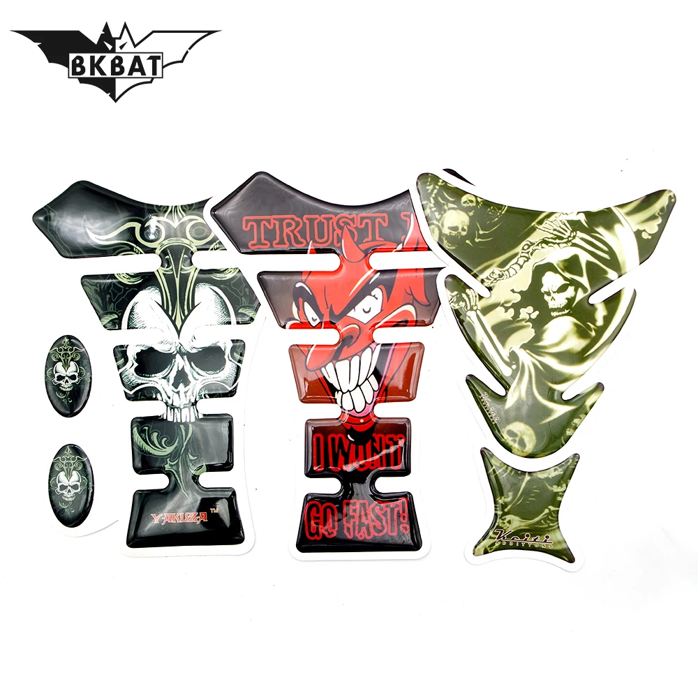 3D Motorcycle Decal Tank Pad Protector Skull Racing Car Sticker For SUZUKI vstrom bandit 400 gs500 sv 650 bandit 400 gs 500