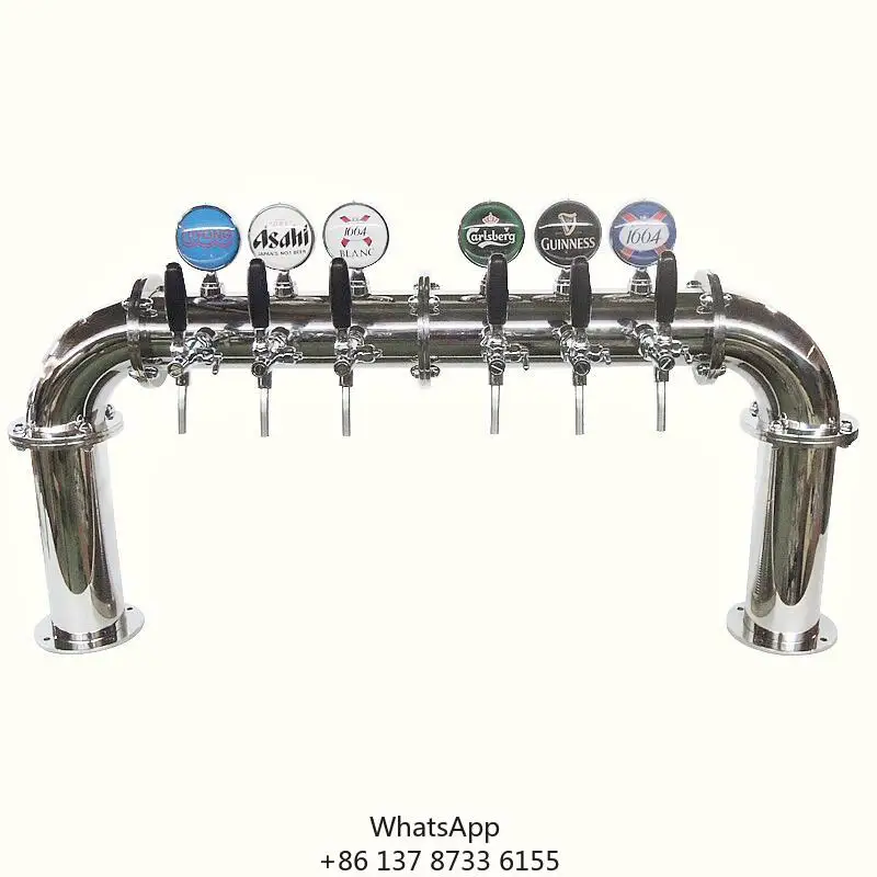 Quality 6 Tap Stainless Steel U Draft Beer Font Column For Kegerator Equipment Beer Faucet Tower Beer Wine Dispenser
