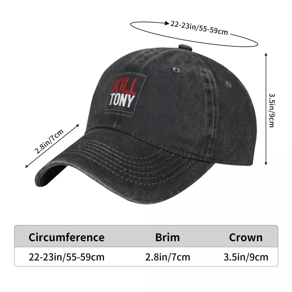 Kill Tony, Unique Print Design denim Hat Lightweight Women Hat Baseball Cap For Men