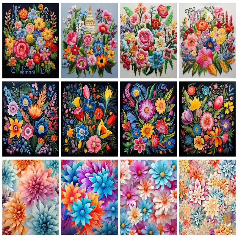 

RUOPOTY DIY Diamond Painting Flower Cross Stitch Embroidery Full Square/Round Picture Rhinestones Mosaic Art Home Decoration