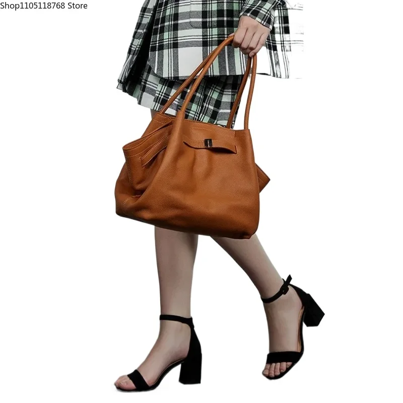 

Female Genuine Cow Leather Bag Handbag Crossbody Bucket Luxury Shoulder Bag High-capacity Tote Bag