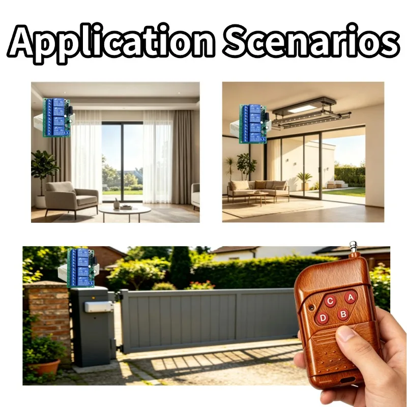 Universal Wireless Remote Control Switch DC 12V 4CH Relay Receiver Module With 4 Channel RF Remote 433 Mhz Transmitter DIY