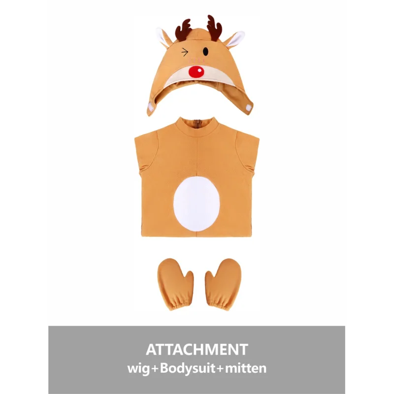 RT01 Adult Girls Animals Elk Christmas Reindeer Velvet Hooded Dress Kids Halloween Role Play Dress Up Cosplay Parent-Childre*Jk2