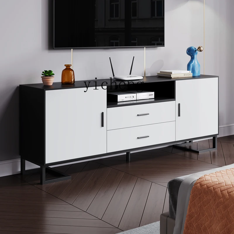 

ZK bedroom TV cabinet master bedroom ultra-narrow high light luxury solid wood modern simple TV cabinet combination