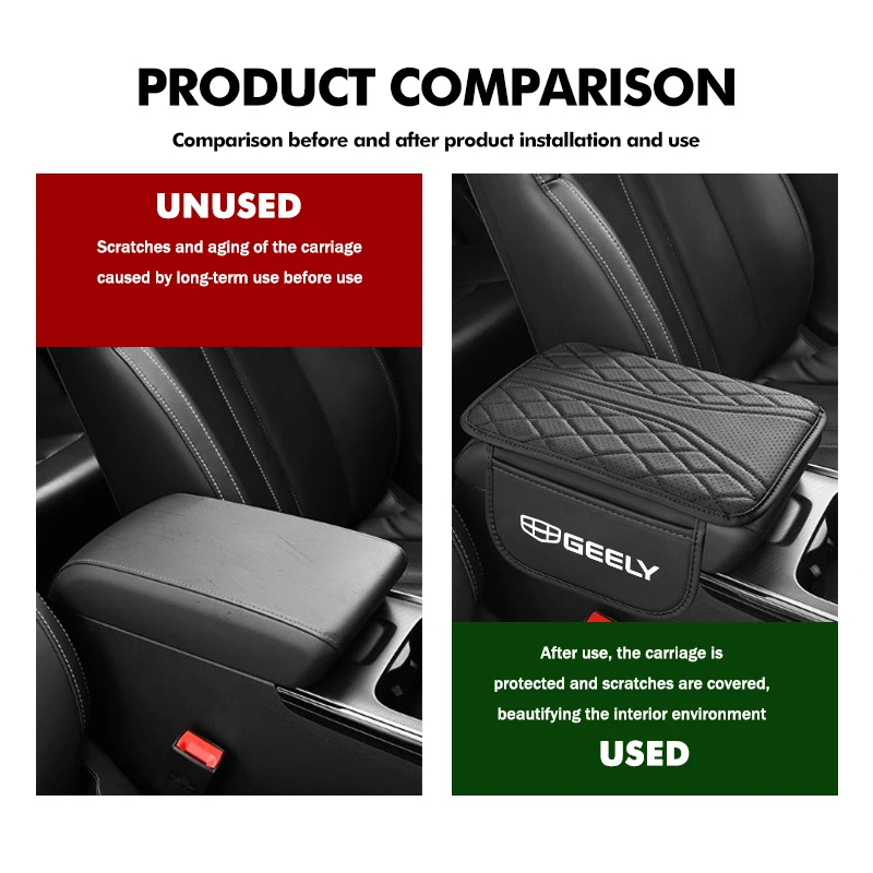 Leather Car Seat Center Console Armrest Mat Storage Bag For Geely Tugella GC9 X7 GX3 CK GC6 LC EC8 CK2 CK3 Geometry view 2