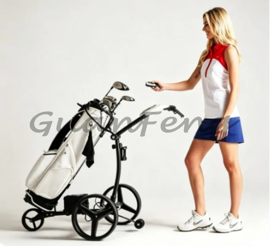 Electric Remote Control Golf Trolley Adjustable Motorized Golf Pull Cart Lightweight Rechargeable Golf Transport Equipment