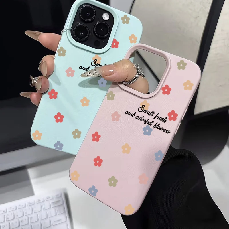 Colorful Flower Lichee Pattern Phone Case For iPhone 17 11 12 13 14 15 16 Pro Max 16E XS Max XR 16 Plus 17 Air Candy Soft Cover