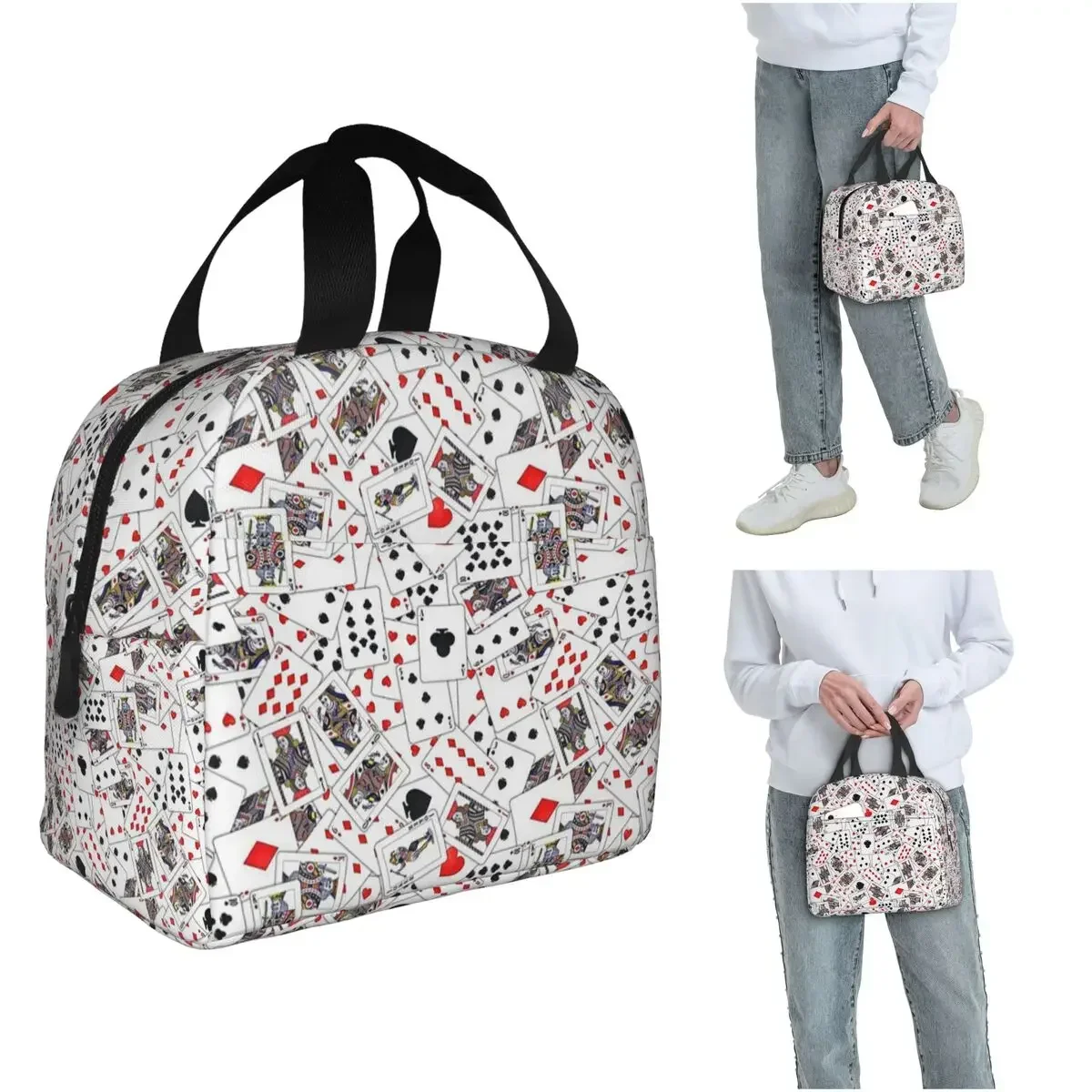 Playing Cards Insulated Lunch Bag for Women Children Portable Food Boxes Thermal Lunch Box Tote