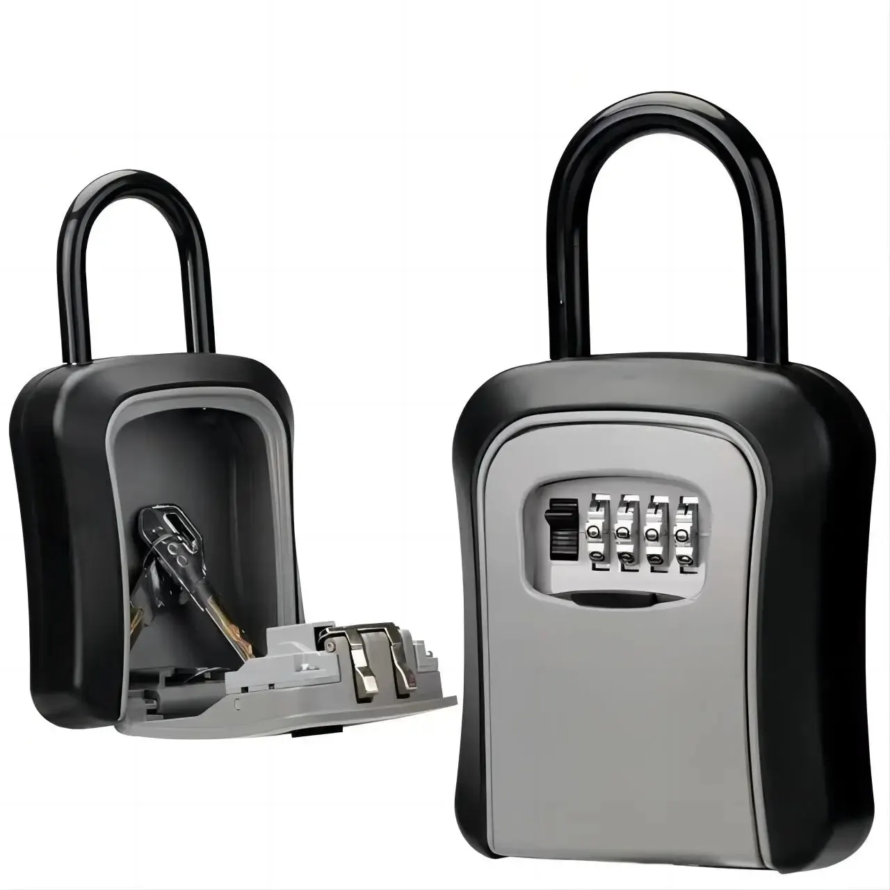 4 Digit Code Box Free Installation Outdoor Password Key Box Extended Locking Hook Steel Wire Hanging Key Storage Waterproof Key