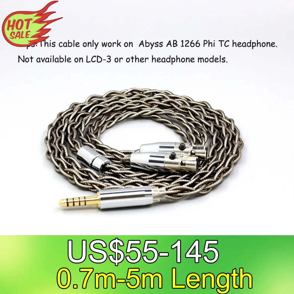 LN008443 99% Pure Silver Palladium + Graphene Gold Earphone Cable For Abyss AB 1266 Phi TC Dual Mini xlr 3 pin head(amame)