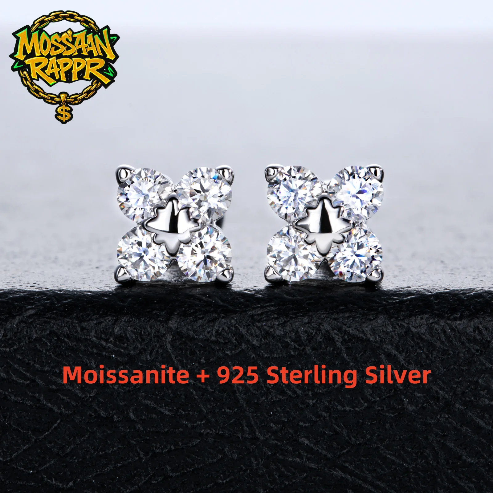 

MossanRappr 18k Gold Plated 0.8cttw D Color Moissanite Diamond Stud Earrings For Men Women 925 Sterling Silver Fine Jewelry Gift