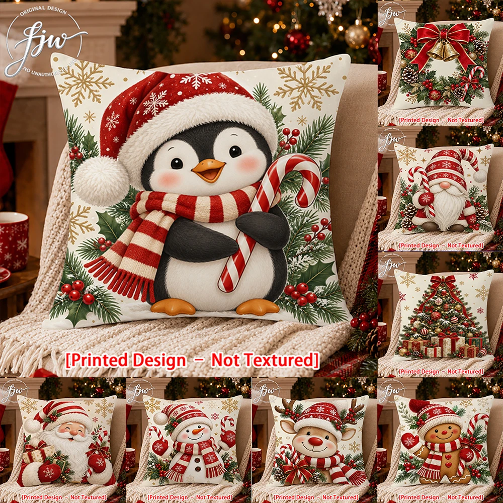 1pc Christmas Cute Throw Pillow Covers Winter Holiday Cushion Covers for Sofa Bed Couch