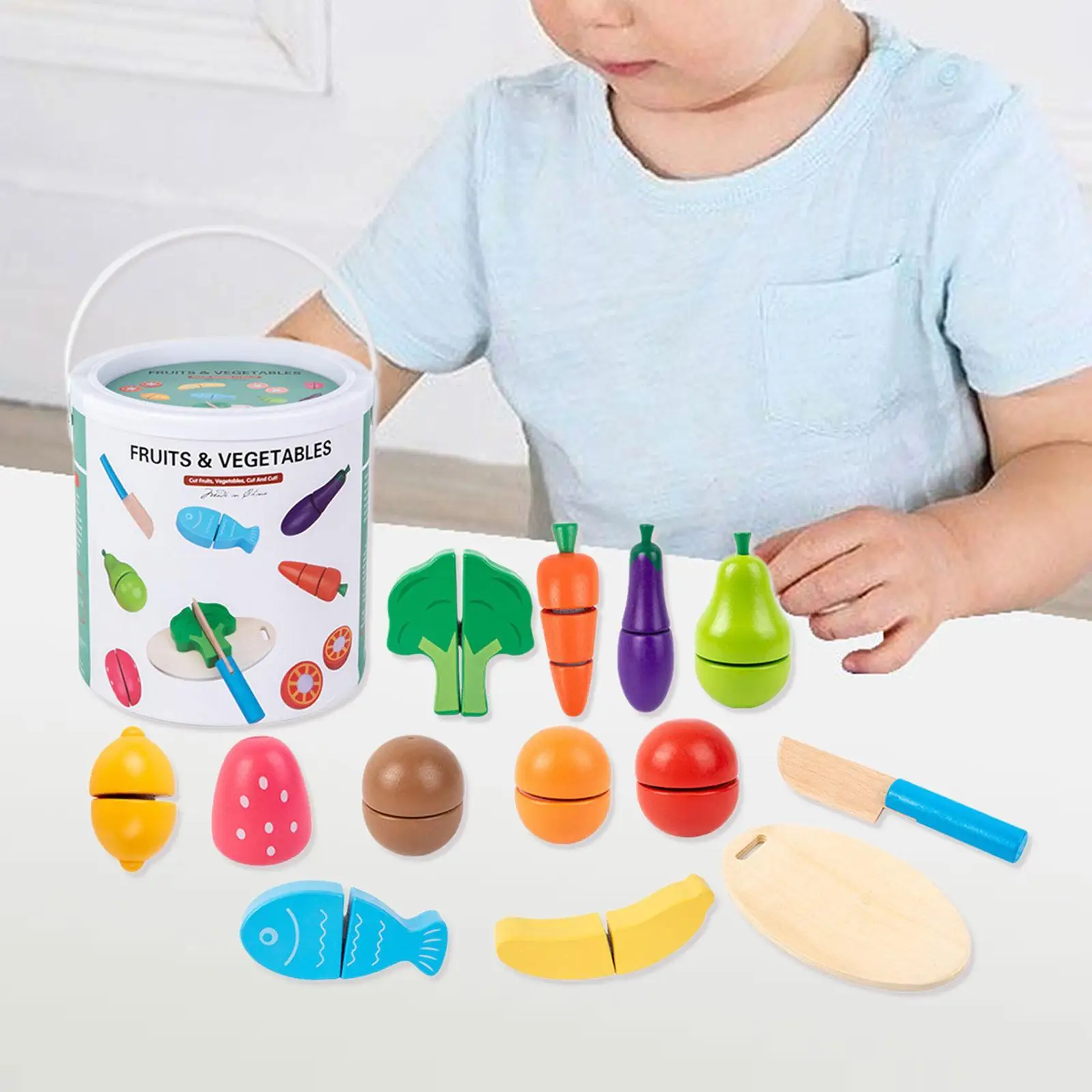 مجموعة ألعاب قطع الفاكهة المكونة من 13 قطعة لتعلم دور المطبخ للأعمار من 3 إلى 5 سنوات #2