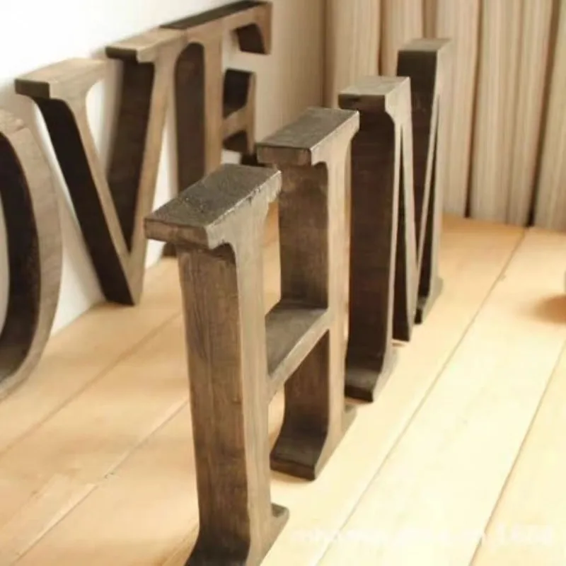 15-25cm Tall Vintage Wood English Letter Retro Creative Alphabet Numbers Home Bar Coffee Wedding Decoration Wood Craft