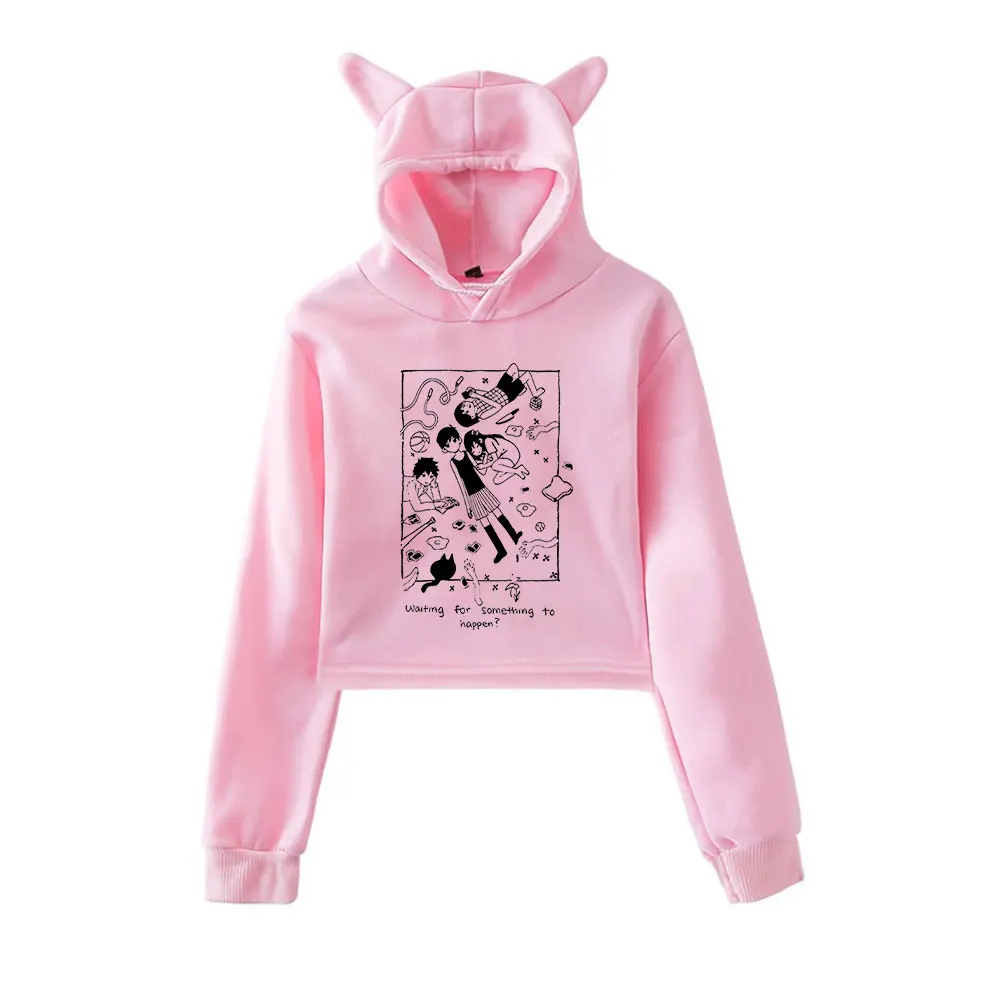 

Omori Sunny Basil Cat Ear Hoodie Women Long Sleeve Cropped Sweatshirts Female Casual Streetwear Crop Tops