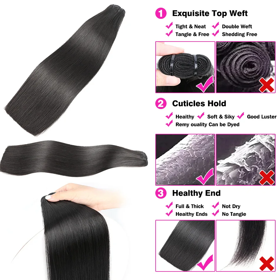 4Inch-24inch Bone Straight 100% Human Hair Bundles Deal Brazilian Human Hair  Bundles Raw Hair Extensions Natural Color