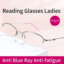Anti Blue Ray Anti-Fatigue Reading Glasses for Women, Anti Glare Presbyopia Eyeglasses,Ladies On Strength Magnifying Glasses