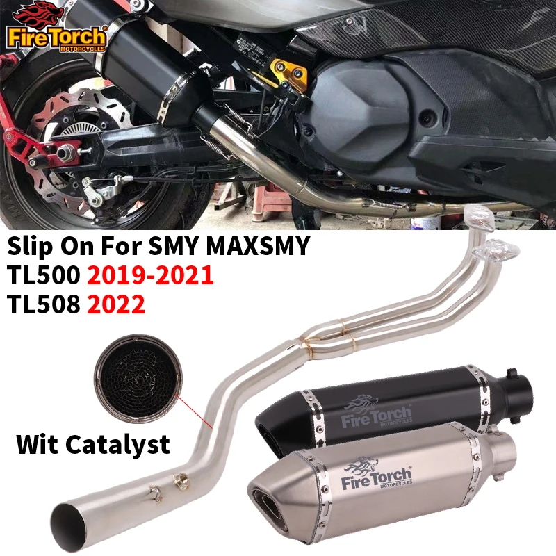 

Full System Motorcycle Exhaust Escape Moto Middle Link Pipe Slip For MAXSYM TL500 TL 500 TL508 TL 508 Moto Muffler DB Killer