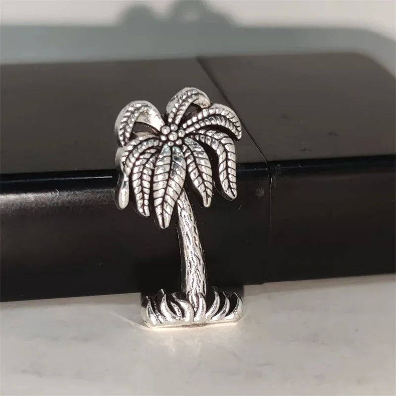 Creative Silver Coconut Tree DIY Alloy Badge for ZP Zorro Lighter Handmade Decor Accessory Smoking Gadget Man Gift