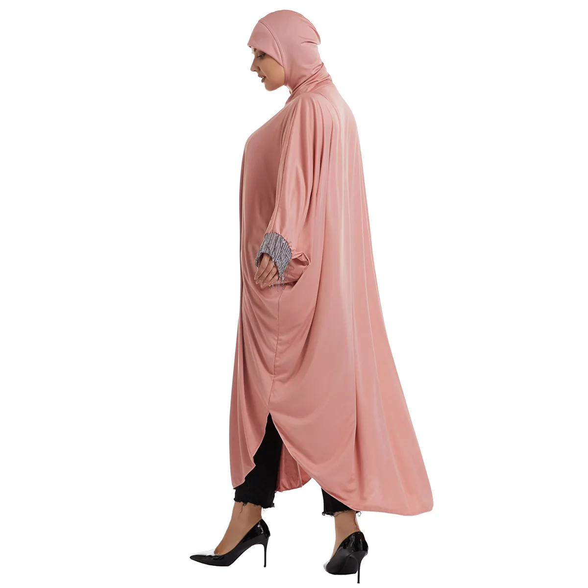 

Ramadan Muslim Women Prayer Garment Overhead Eid Djellaba Hooded Abaya Dubai Turkey Kaftan Burqa Dress Arab Khimar Robe Jalabiya
