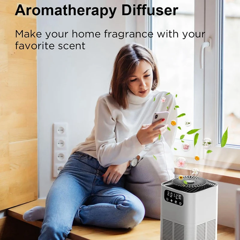 Air Purifiers For Home - With Aromatherapy Diffusion Function For Pet Dander, Smoke, Dust, Pollen, And Odor Durable Eu Plug