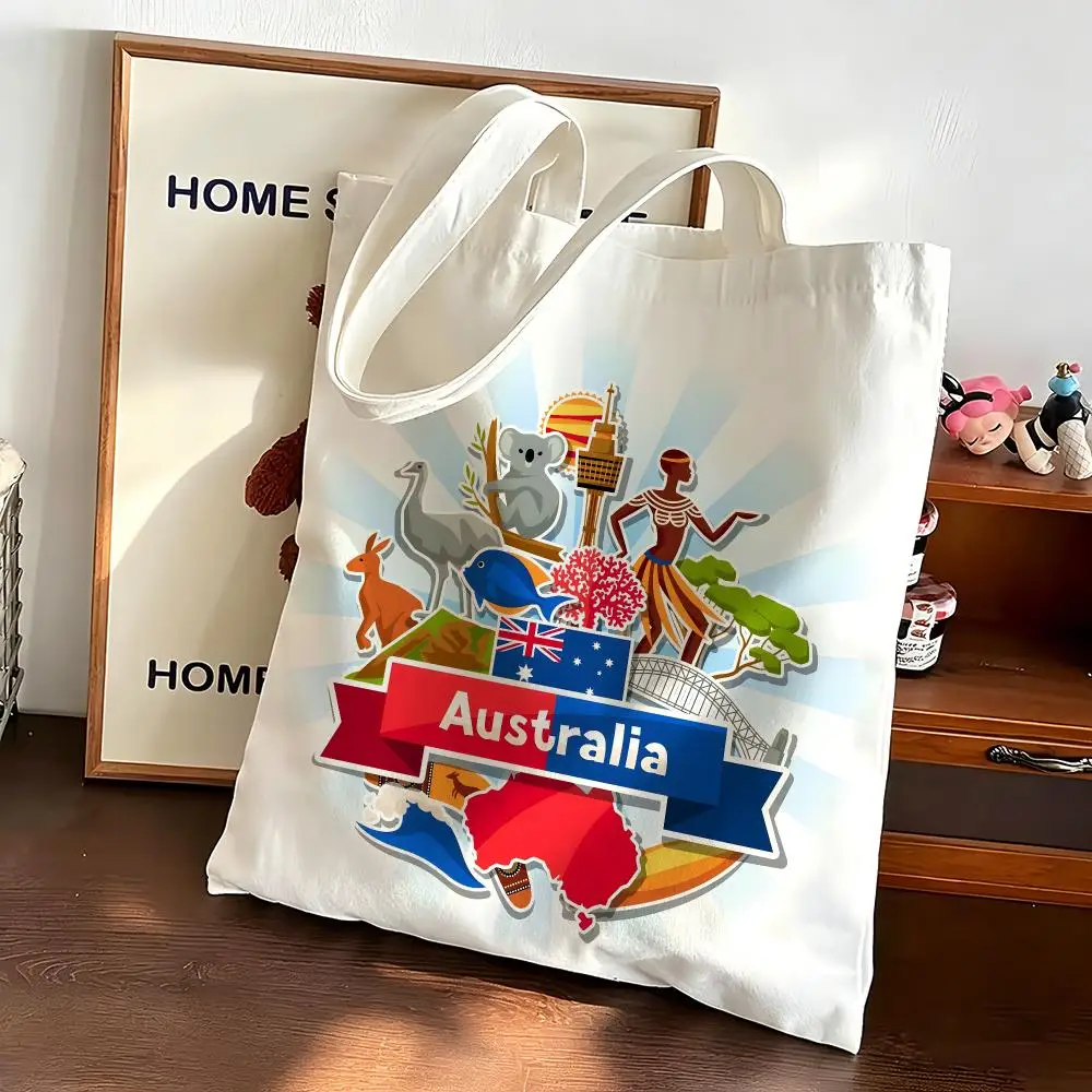 Australia Culture Series Storage Bags Canvas bags are suitable for going to class, shopping, gifts, and commuting