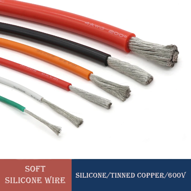 Soft Silicone Electrion Wire 30/28/26/24/22/20/18/16/15/14/13/12/10AWG Heat-resistant Cable High Temperature Flexible Copper