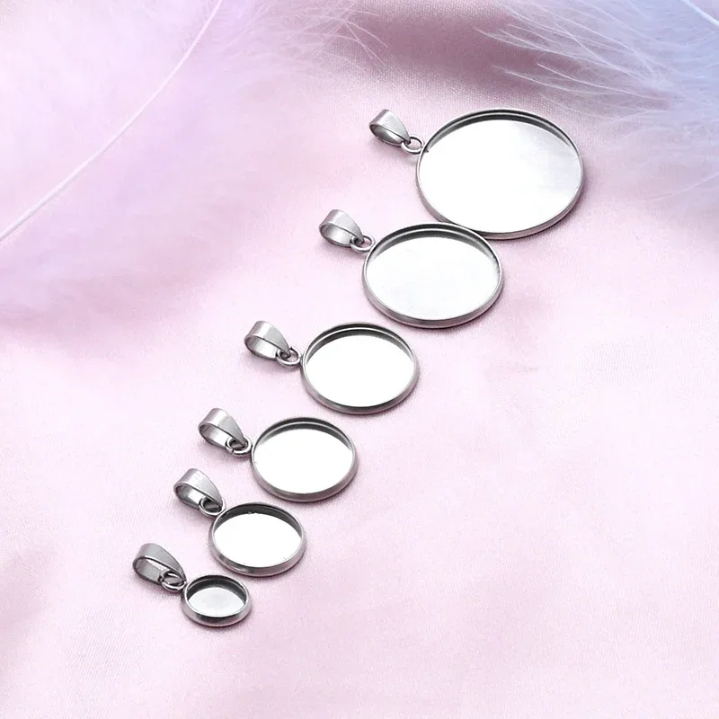 10pcs/lot Fit 8mm-25mm Stainless Steel Resin Blank Cabochon BaseTray Setting Bezels Pendant Charms for Jewelry Making B27