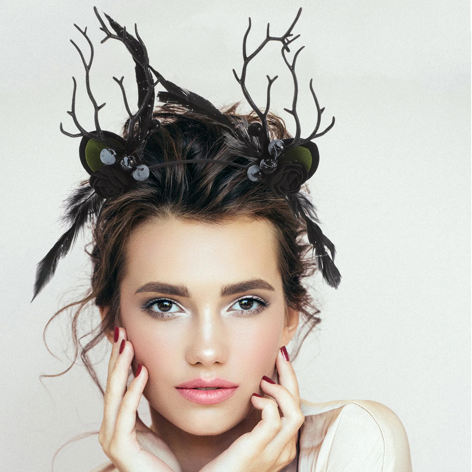 

Comfortable Tree Branch Headband Handmade Easy to Wear Secure Fit Hair Ornament for Festival Christmas Party Women Girls Costume