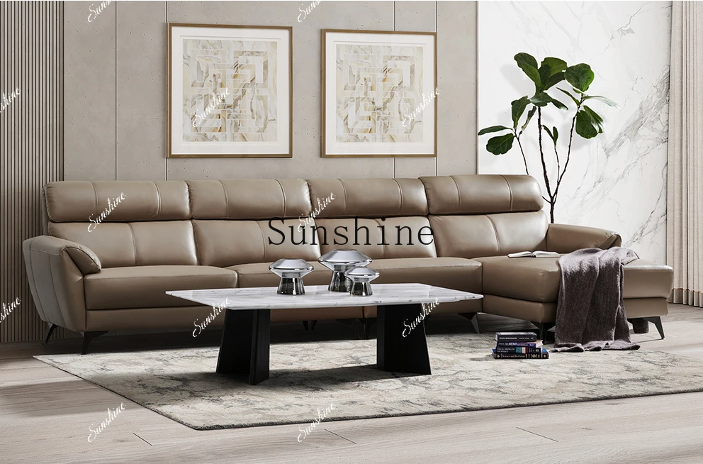 

Large and small apartment living room household light luxury first-layer cowhide three-person sofa FT