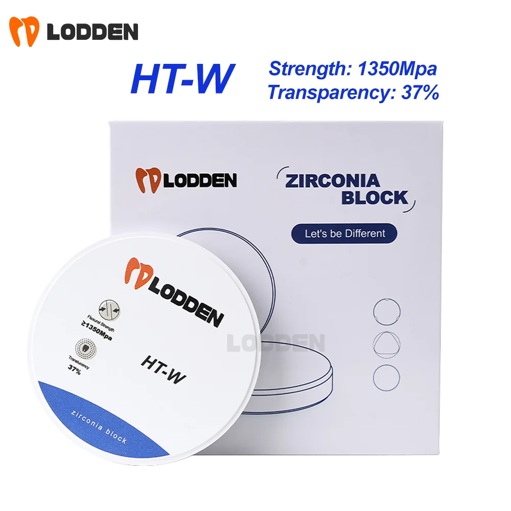 

Lodden HT-White Dental Zirconia Block For 98mm Open System CAD CAM Transparency 37% Strength 1350Mpa Dental Lab Material