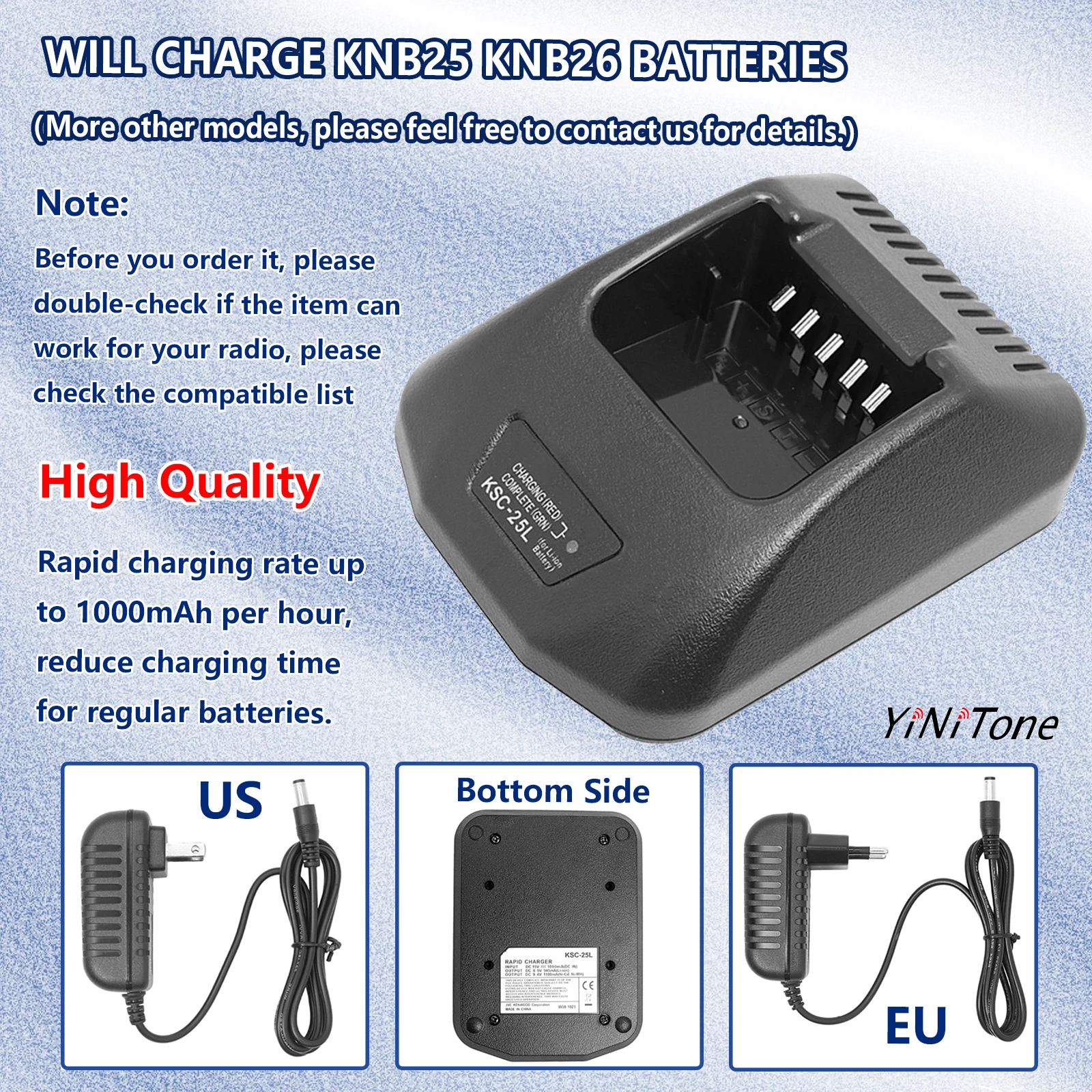 

Two Way Radio KSC-25 Battery Desktop Charger For Kenwood TK-2140 TK-3140 TK-2160 TK-3160 Rapid Charger with EU/US Power Adapter