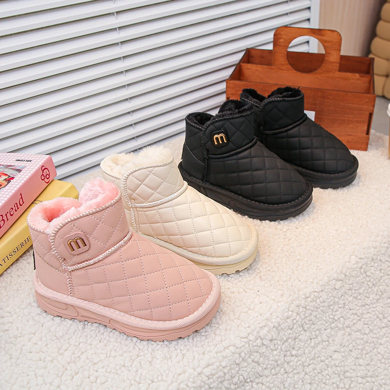 

Outdoor Kids Winter Thermal Boots Fashion Classic Children's Simple Girls Short Plush Boots Versatile Boys Ankle Cotton Boots