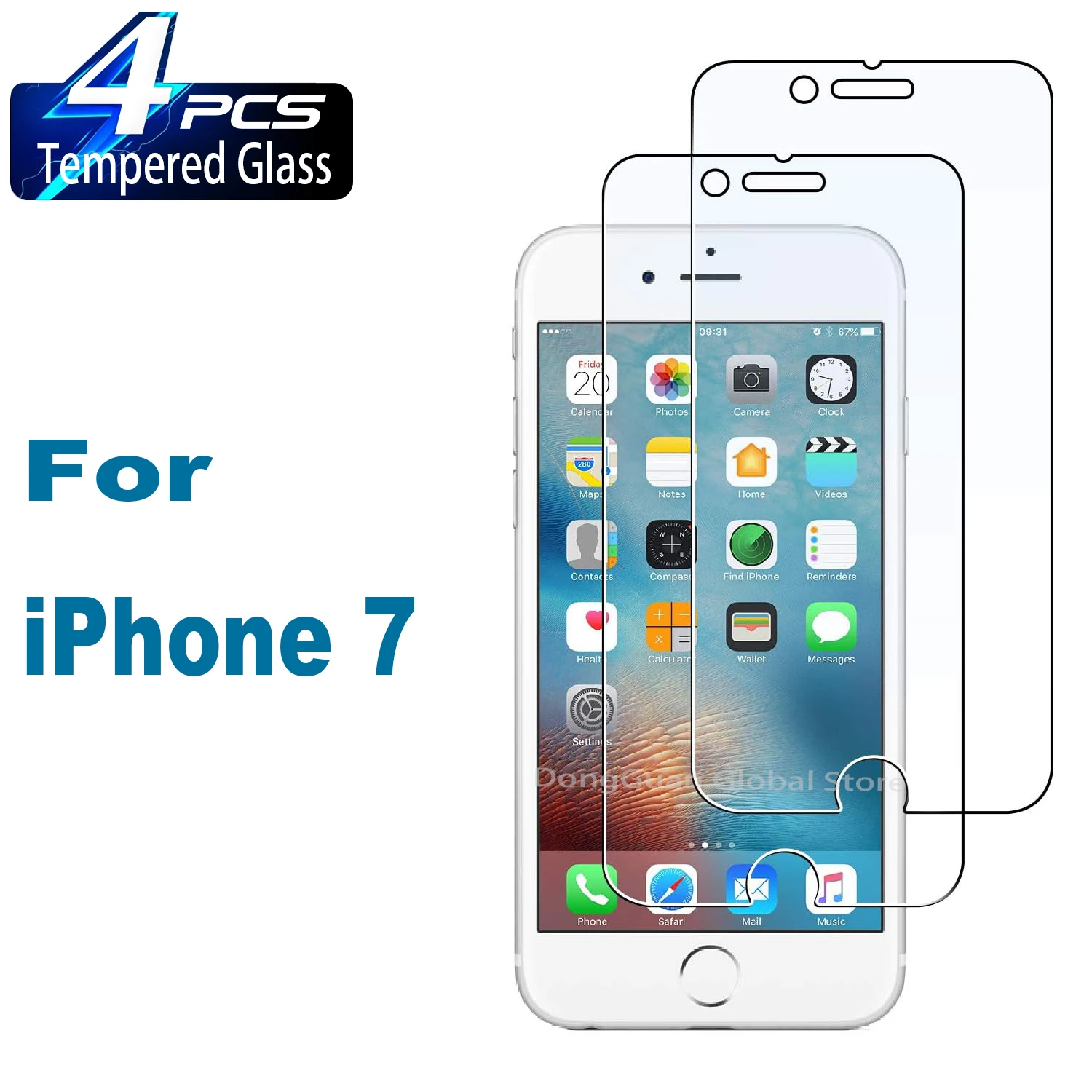 

1Pcs/4Pcs HD Tempered Glass For iPhone 7 Screen Protector Glass Film