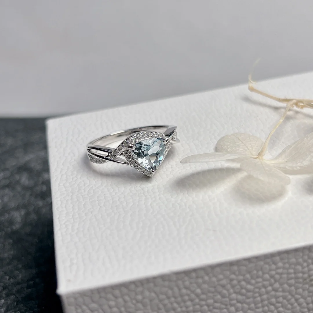 

HT25 Solid 925 Sterling Silver 1ct 7mm Natural Aquamarine Gemstones Rings for Male or Female's Classic Rings