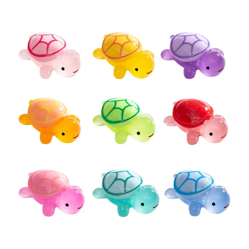 50PCS Miniature Tortoise Aquatic Micro Landscape Decoration Luminous Turtle Desktop Ornaments Mini Turtles Fairy Garden Decor