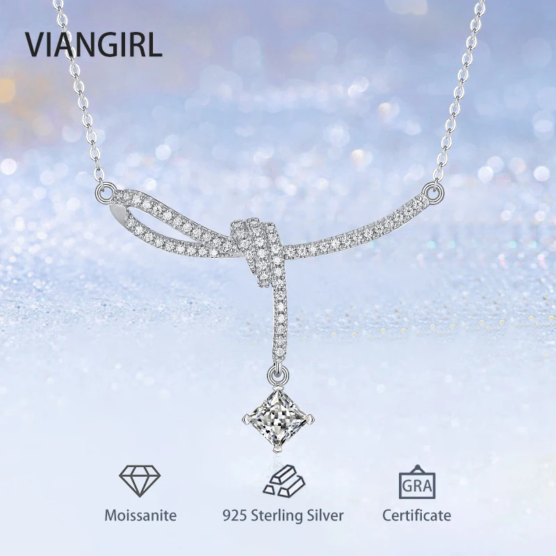 Trendy Luxury Moissanite Diamond Pendants Necklaces 1CT D Color with GRA Certificate 925 Sterling Sliver Fine Jewelry For Women