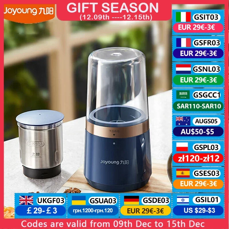 Joyoung Electric Grinder Herbal Coffee Beans Grinding Machine Food Crusher Wheat Flour Dry Food Grinder Electric Coffee Grinder